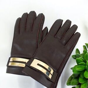 GUCCI Logo Plate Leather Gloves- Size 7 (Small) 😍🔥